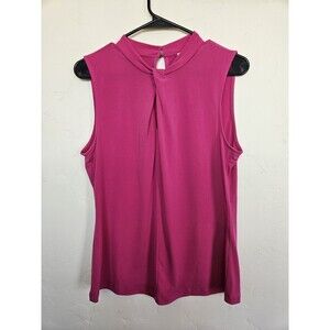 DKNY Women's Sleeveless Pink Top With Keyhole Neck, Size S